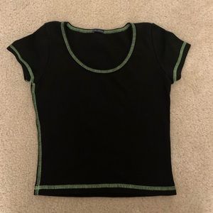 Brandy Melville black top with green stitching
